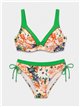 Conjunto bikini floral con contraste talla grande