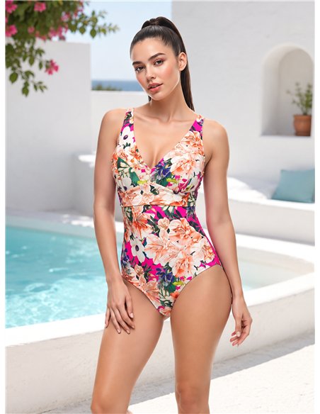 Bañador floral con contraste talla grande