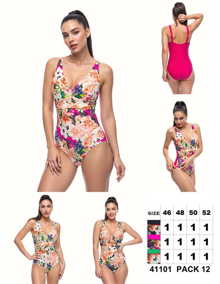Bañador floral con contraste talla grande