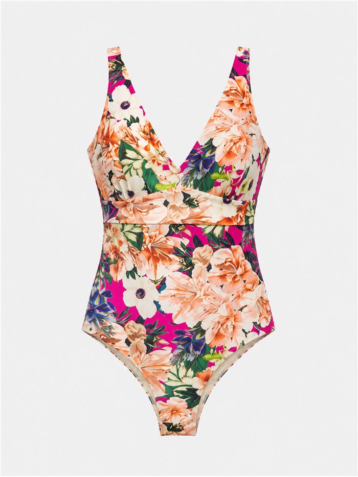 Bañador floral con contraste talla grande