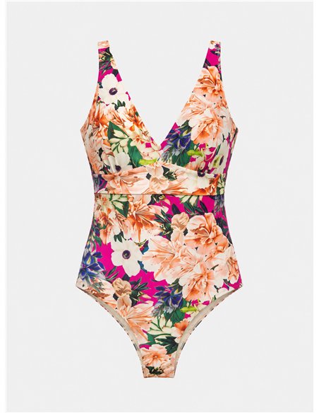 Bañador floral con contraste talla grande
