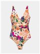 Bañador floral con contraste talla grande