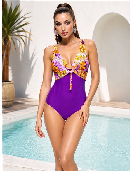 Bañador combinado con lazo delantero talla grande