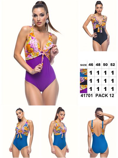 Bañador combinado con lazo delantero talla grande 2