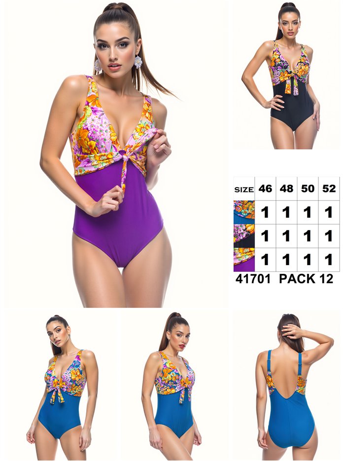 Bañador combinado con lazo delantero talla grande