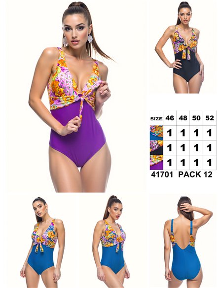 Bañador combinado con lazo delantero talla grande