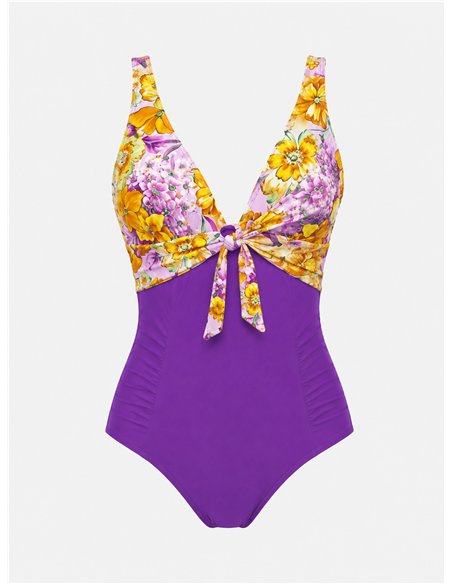 Bañador combinado con lazo delantero talla grande