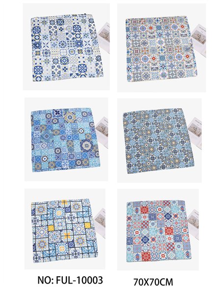 Lenço de cetim com estampa de mosaico