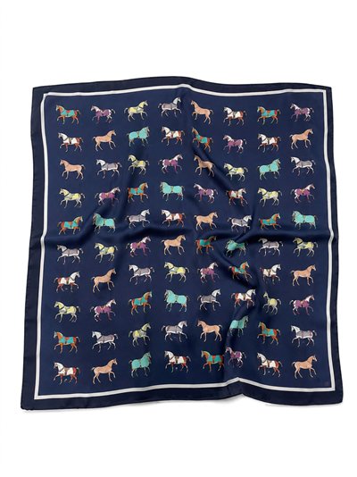 Pañuelo satinado estampado de caballos