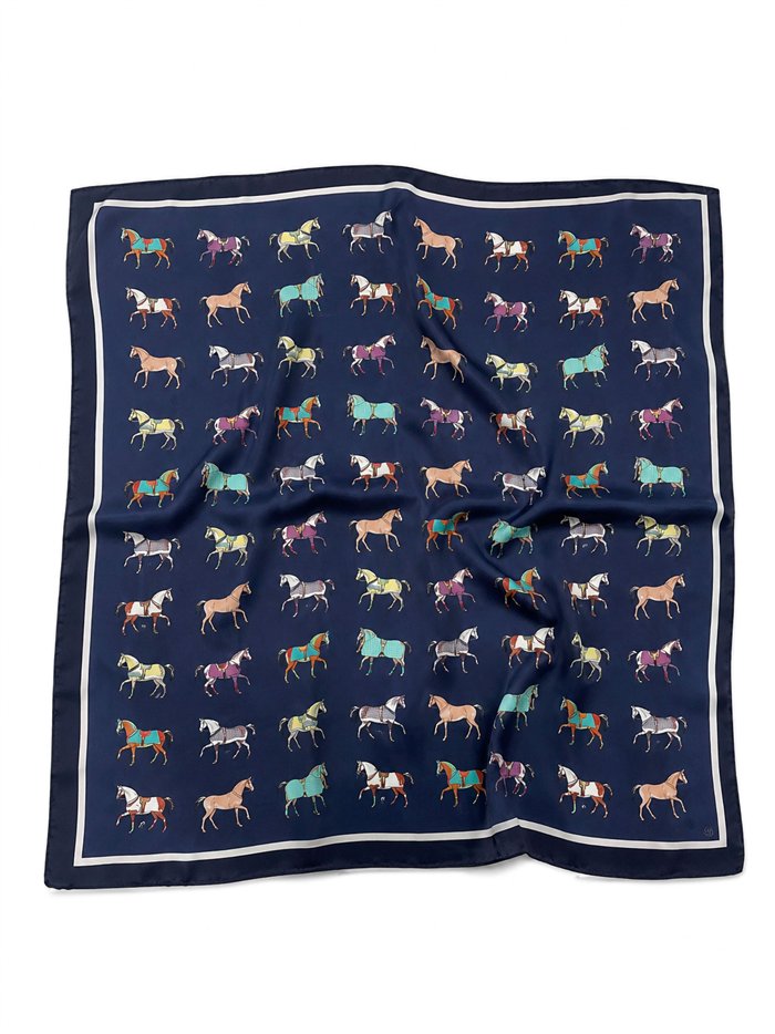 Lenço de cetim com estampa de cavalo