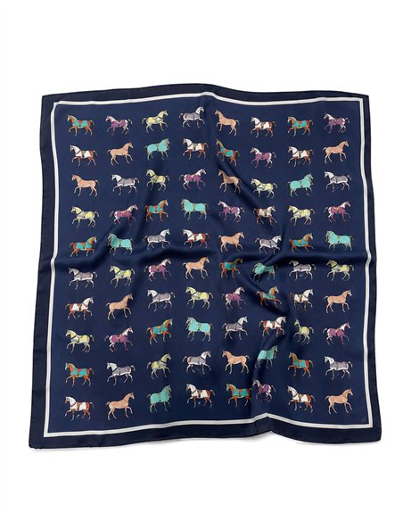 Lenço de cetim com estampa de cavalo