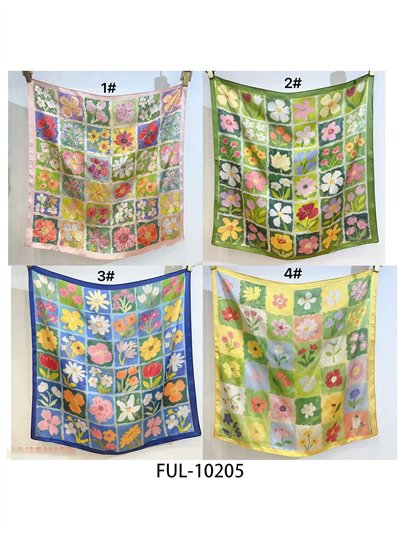 Pañuelo satinado floral mosaico 2