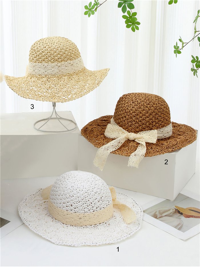 Sombrero crochet de mujer detalle lazos hecho a mano