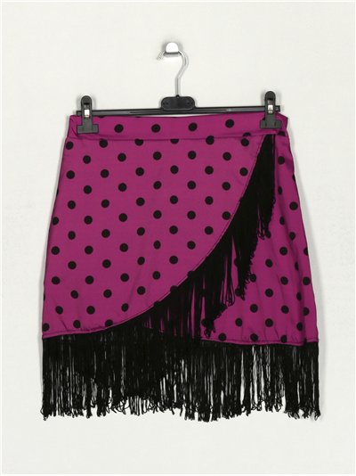 Minifalda lunares flecos