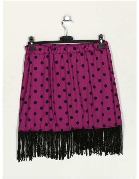 Minifalda lunares flecos