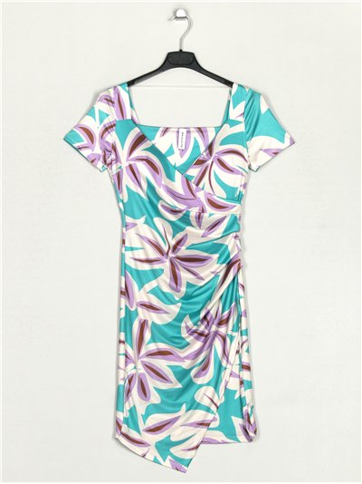 Vestido floral frunces