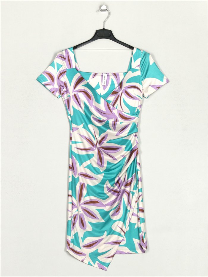 Vestido floral frunces