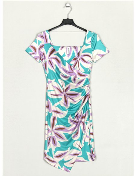 Vestido floral frunces
