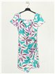Vestido floral frunces