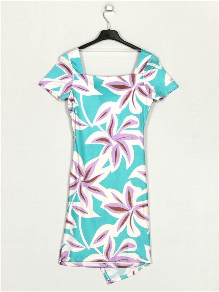 Vestido floral frunces