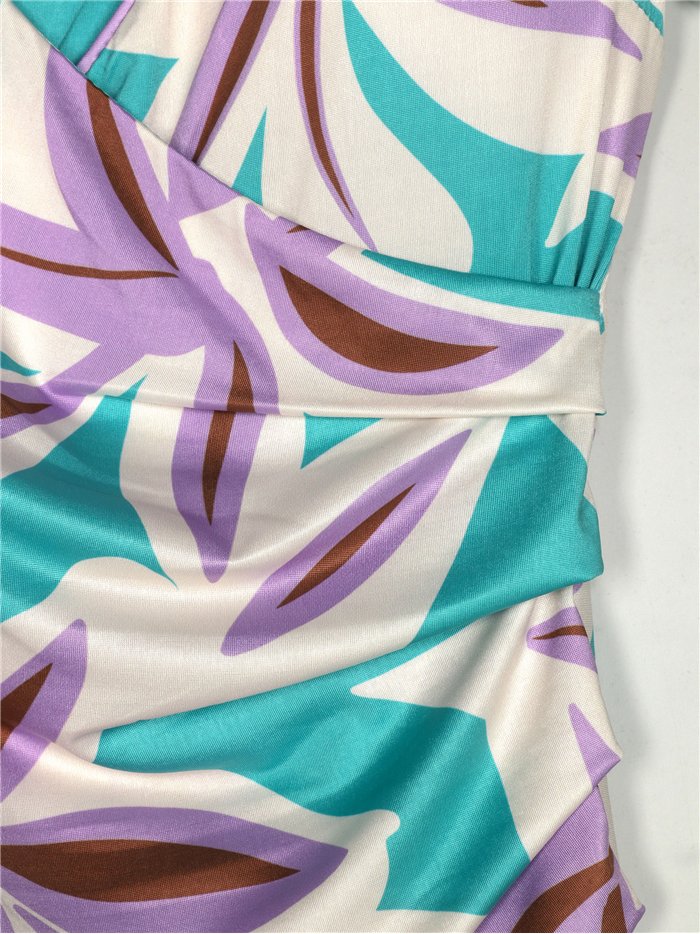 Vestido floral frunces