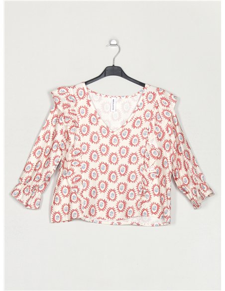 Bedruckte Bluse mit Rüschen