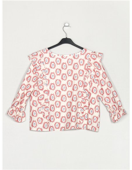 Bedruckte Bluse mit Rüschen