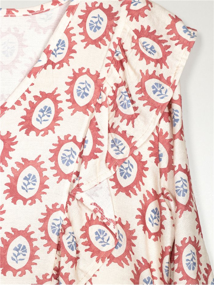 Bedruckte Bluse mit Rüschen