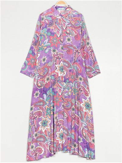 Vestido camisero maxi cachemir