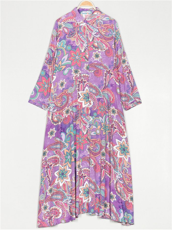 Vestido camisero maxi cachemir