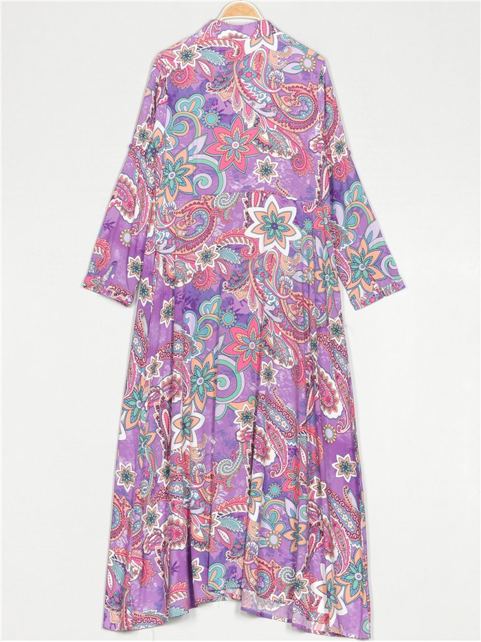 Vestido camisero maxi cachemir