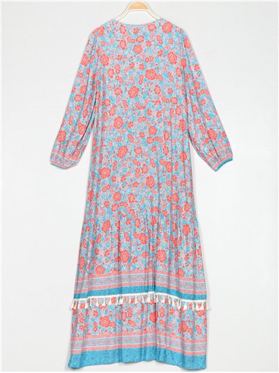 Vestido maxi floral borlas 2