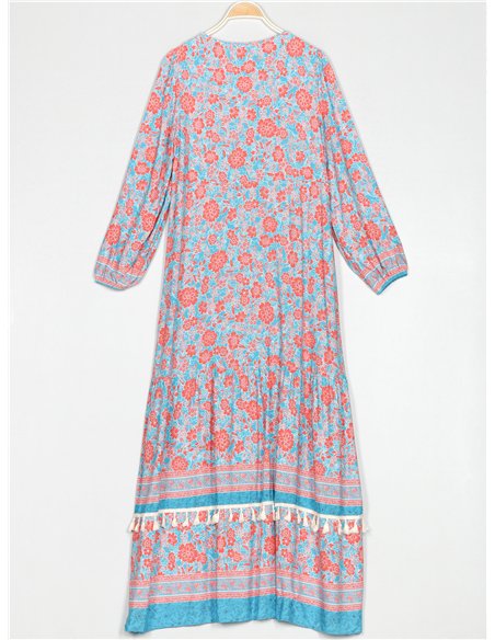 Vestido maxi floral borlas