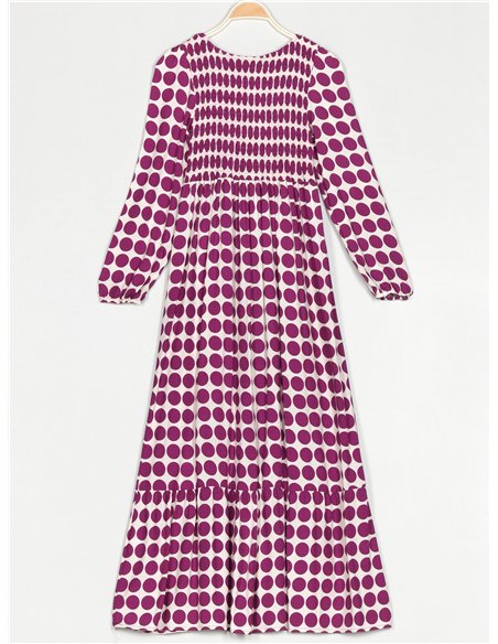 Robe longue à pois avec fronces