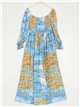 Vestido largo tie-dye frunces