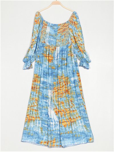 Vestido largo tie-dye frunces 2