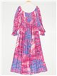 Vestido largo tie-dye frunces