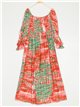 Vestido largo tie-dye frunces