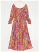 Robe longue à fleurs avec fronces