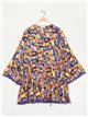Vestido amplio estampado borlas