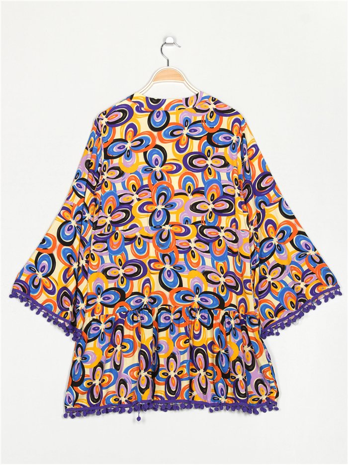 Vestido amplio estampado borlas