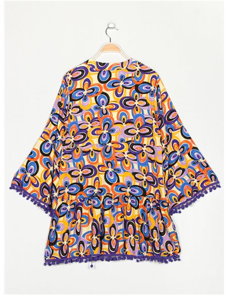 Vestido amplio estampado borlas