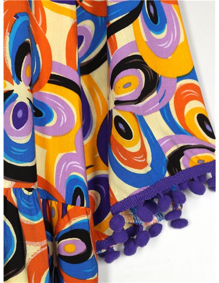 Vestido amplio estampado borlas