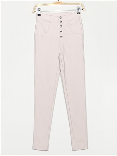 pantaloni super skinny con bottoni