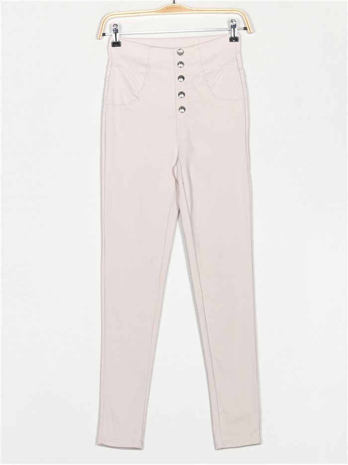 pantaloni super skinny con bottoni