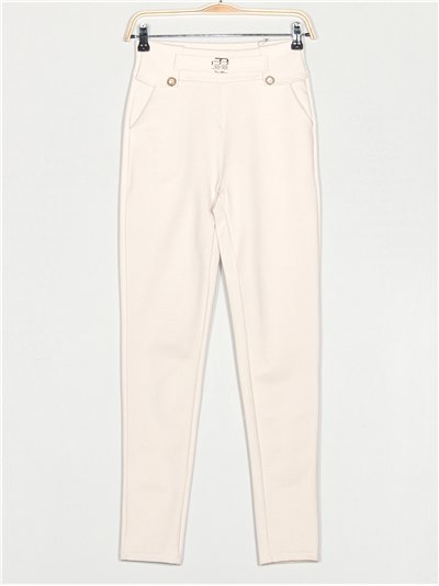 Pantalón elástico detalle metálico