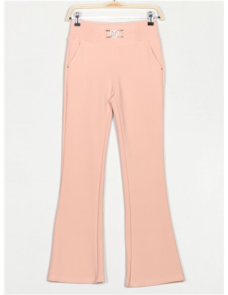 Pantalón flare detalle metálico
