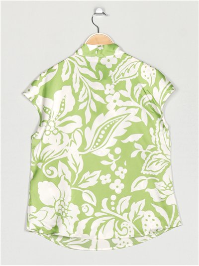 Blusa satinada estampada lazo 2