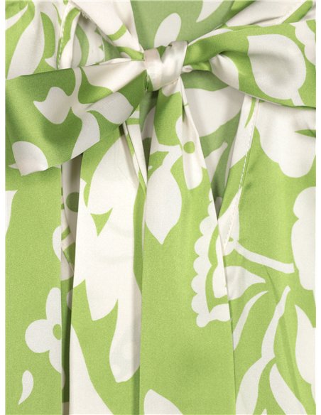 Blusa satinada estampada lazo