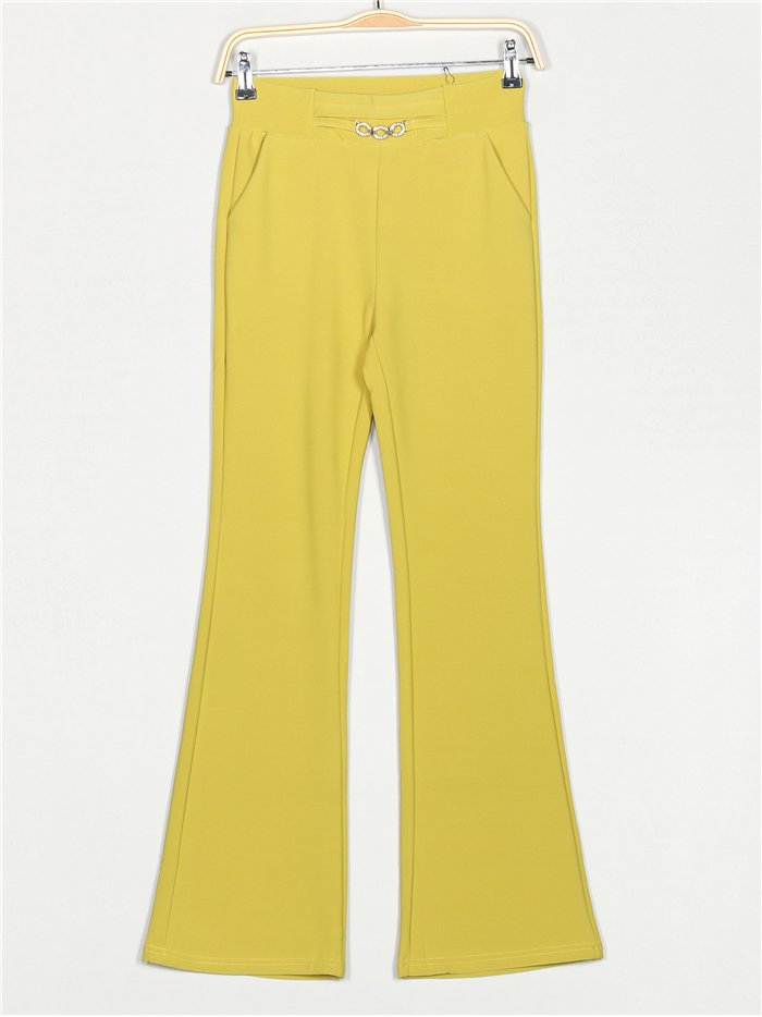 Pantalón flare detalle metálico